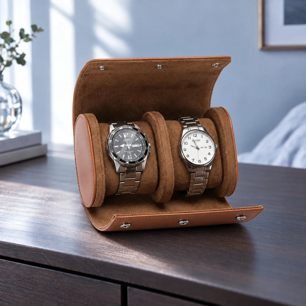 Travel Watch Roll with Soft Interior and Snap Button Closure