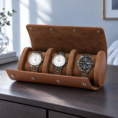 Travel Watch Roll with Soft Interior and Snap Button Closure