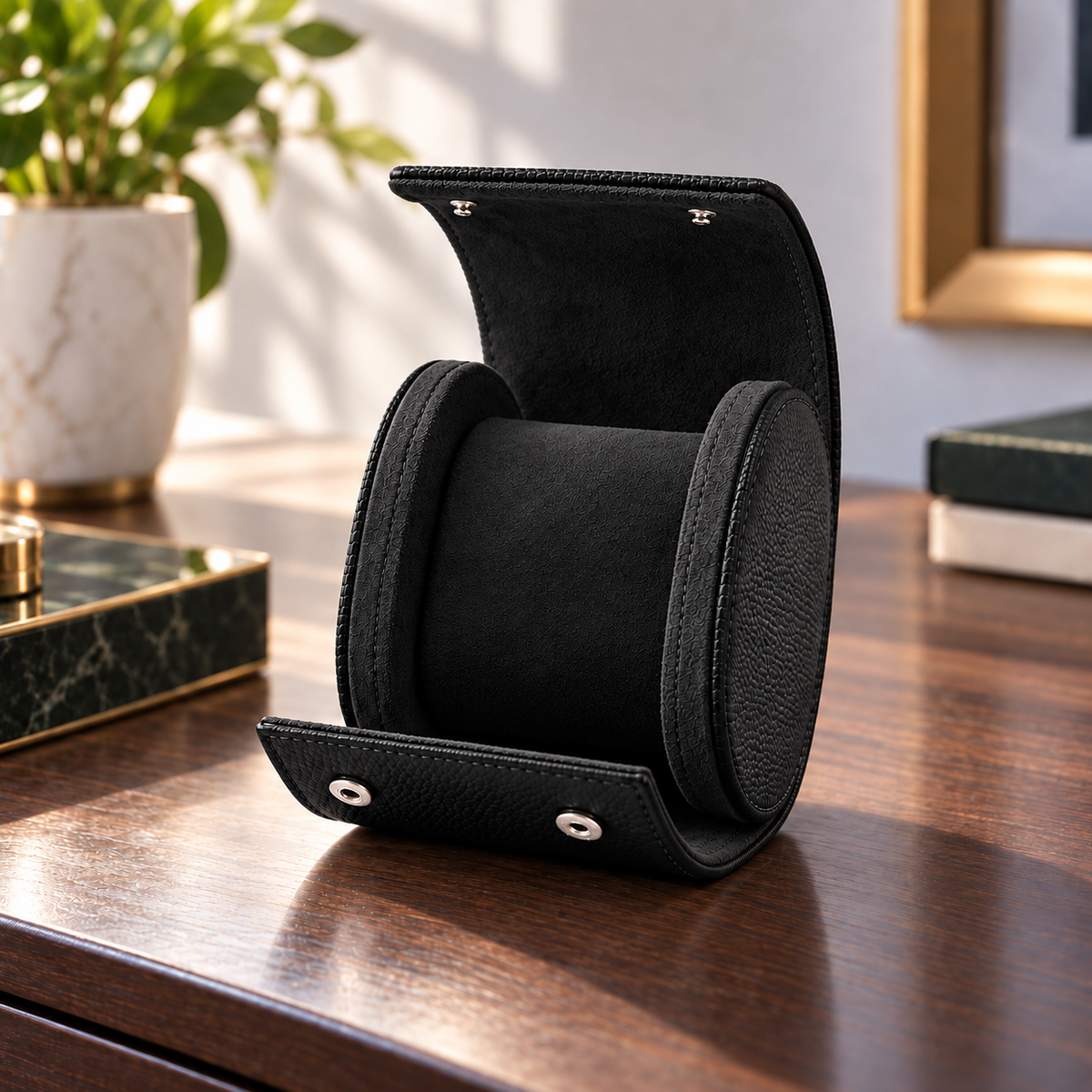 Travel Watch Roll with Soft Interior and Snap Button Closure