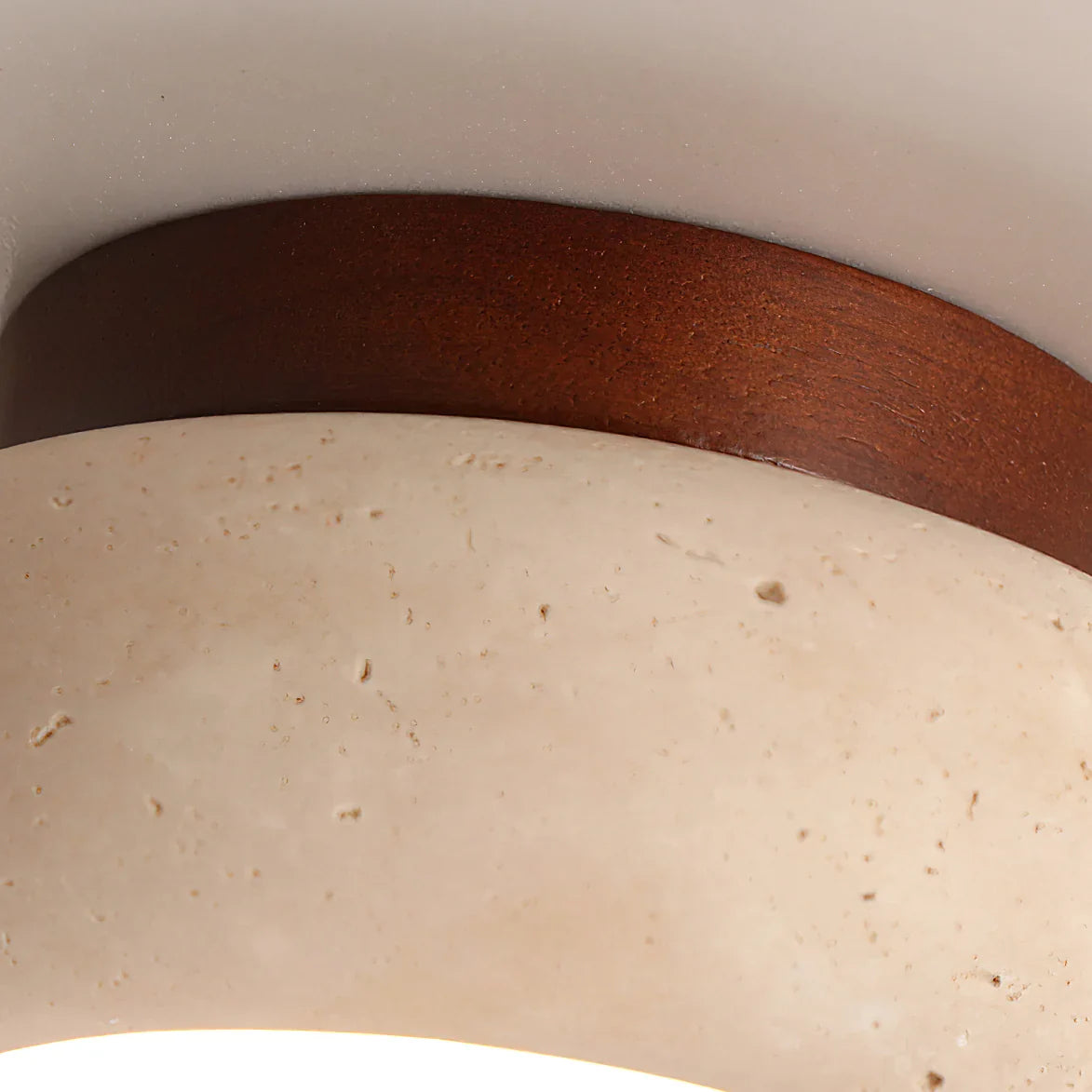 Travertine Stone Ceiling Light Wood Base Modern Indoor | Calvero
