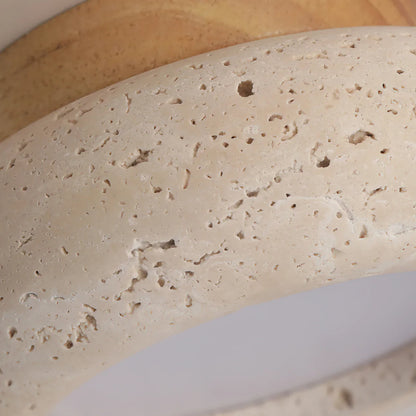 Travertine Stone Ceiling Light Wood Base Modern Indoor | Calvero