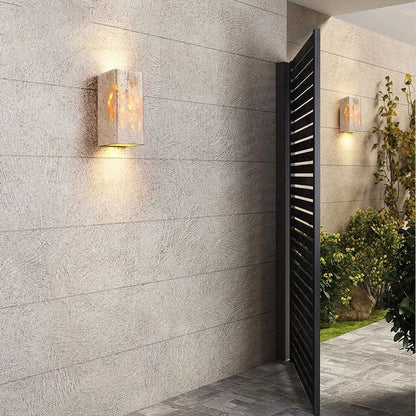 Travertine Stone Minimalist Outdoor Wall Light | Travora