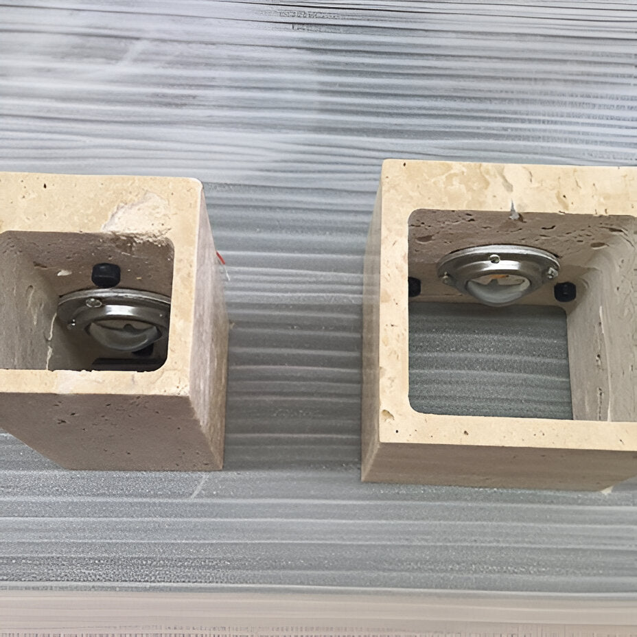 Travertine Stone Minimalist Outdoor Wall Light | Travora