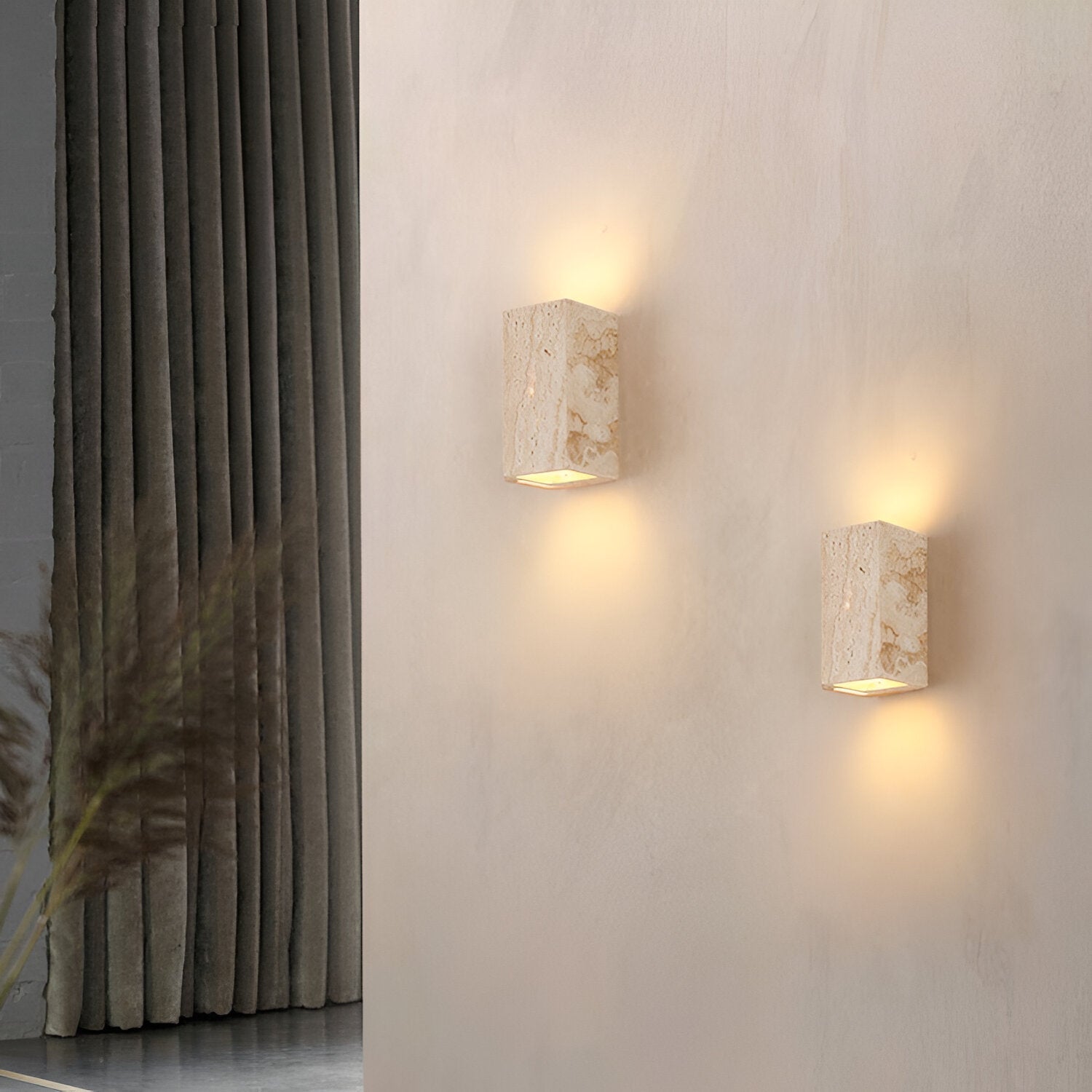 Travertine Stone Minimalist Outdoor Wall Light | Travora