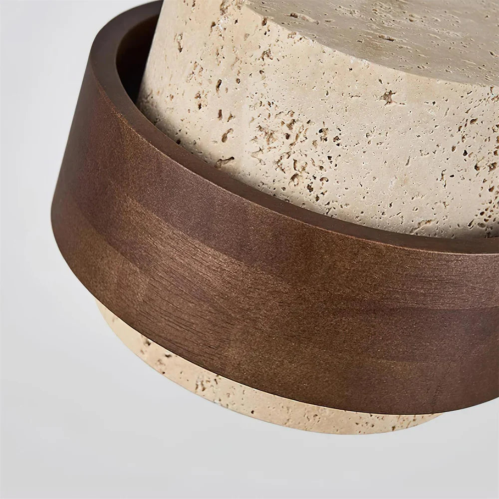 Travertine Stone Pendant Light With Walnut Accent | Novaro