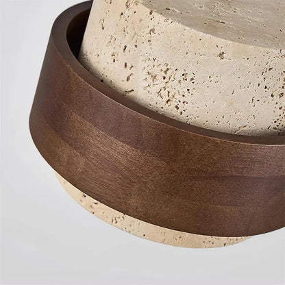 Travertine Stone Pendant Light With Walnut Accent | Novaro