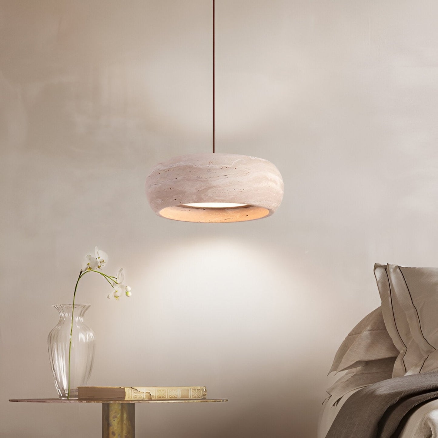 Travertine Stone Pendant Light in Wabi Sabi Style | Orynex