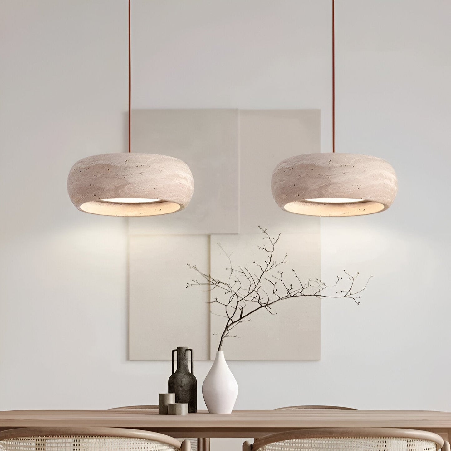 Travertine Stone Pendant Light in Wabi Sabi Style | Orynex