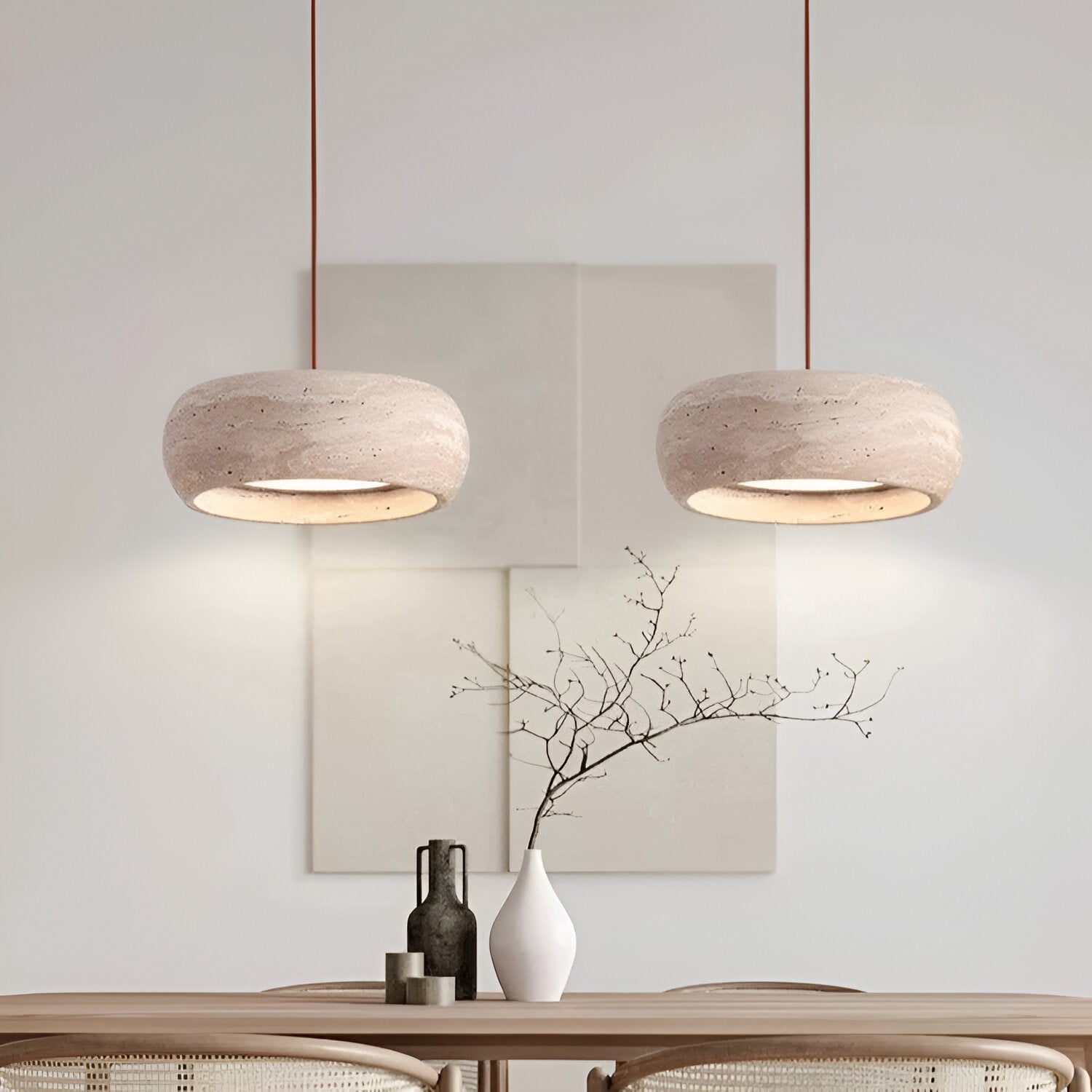 Travertine Stone Pendant Light in Wabi Sabi Style | Orynex