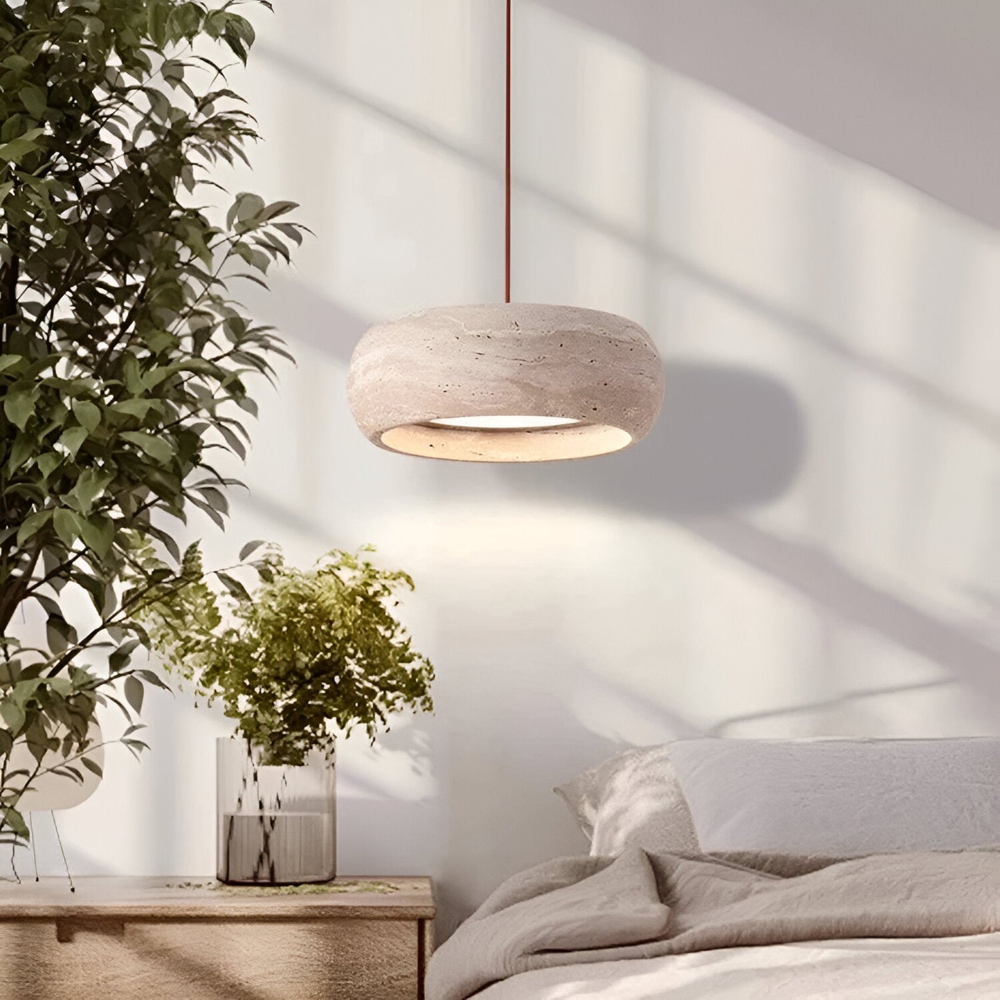 Travertine Stone Pendant Light in Wabi Sabi Style | Orynex