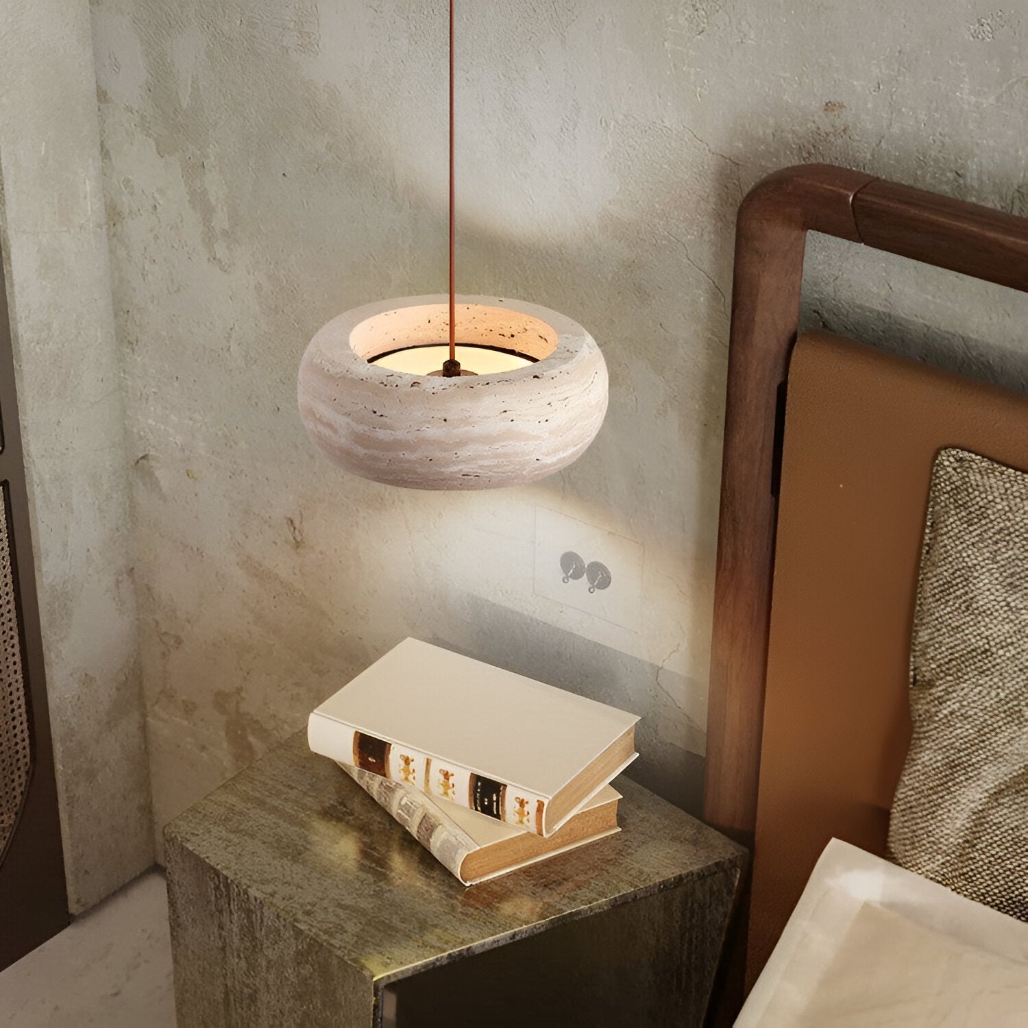 Travertine Stone Pendant Light in Wabi Sabi Style | Orynex
