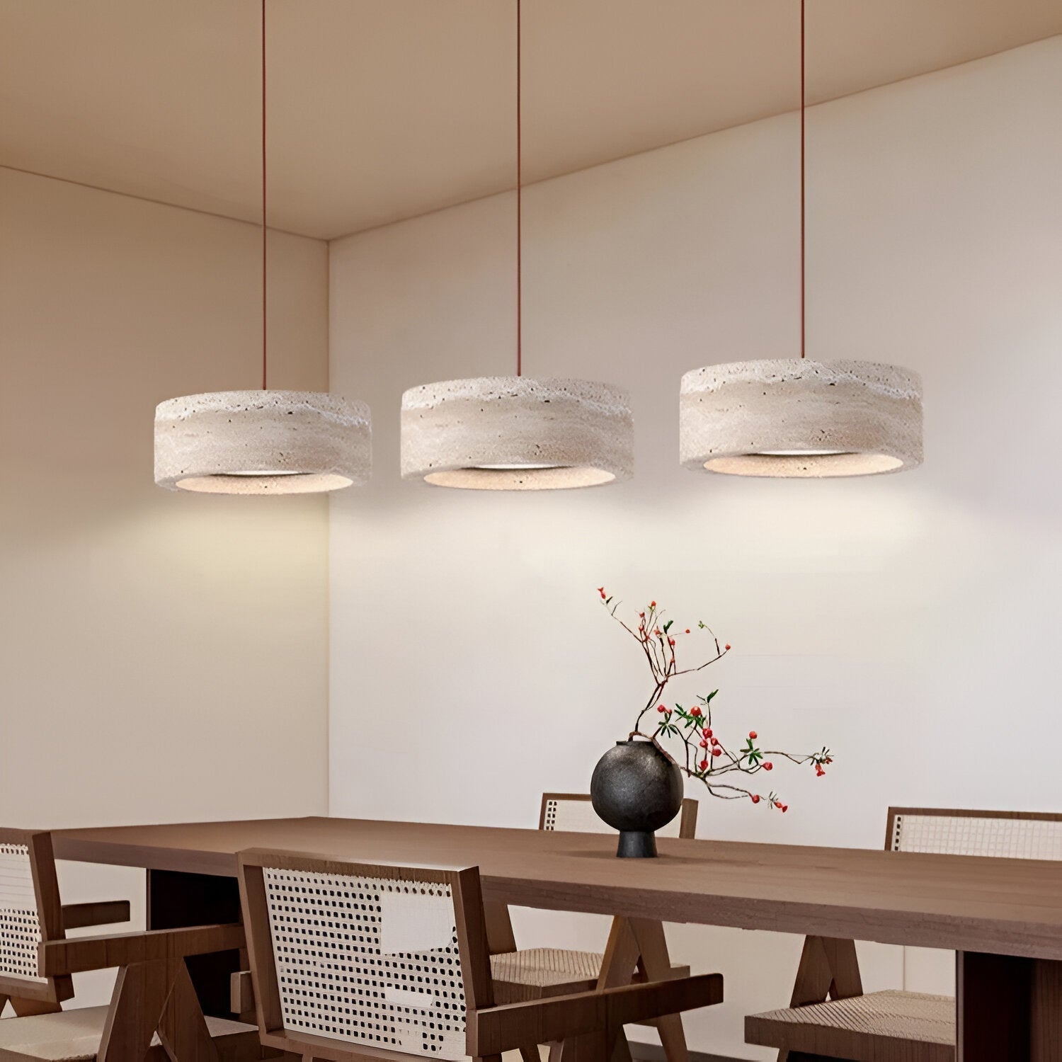 Travertine Stone Pendant Light in Wabi Sabi Style | Orynex