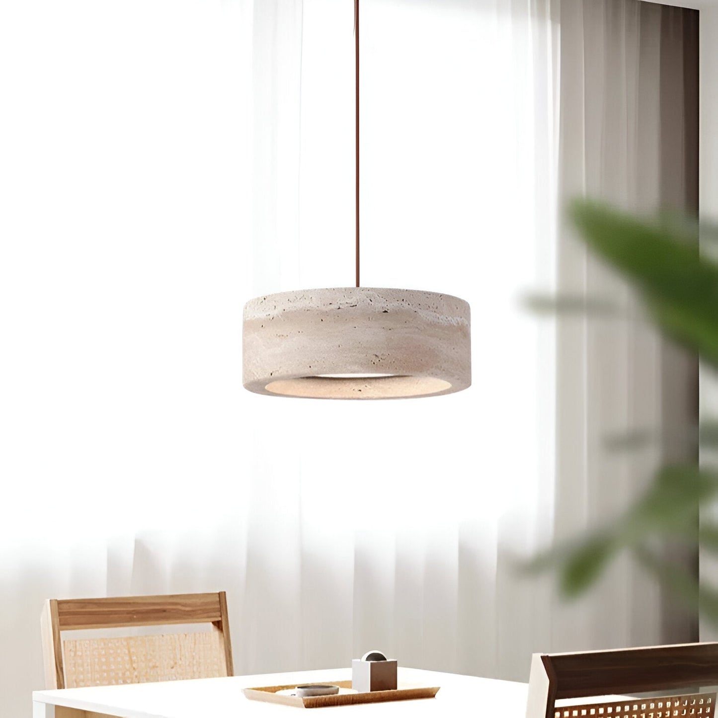 Travertine Stone Pendant Light in Wabi Sabi Style | Orynex