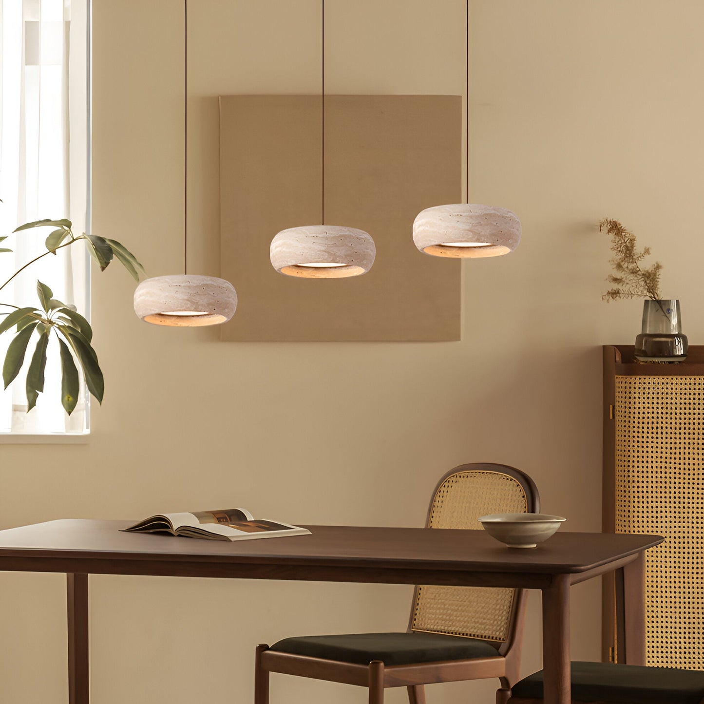 Travertine Stone Pendant Light in Wabi Sabi Style | Orynex
