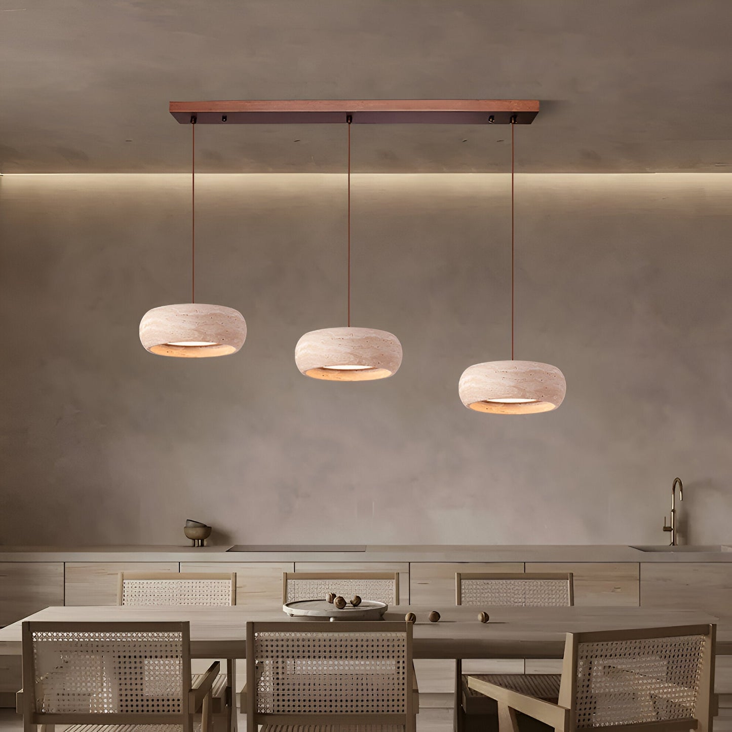 Travertine Stone Pendant Light in Wabi Sabi Style | Orynex