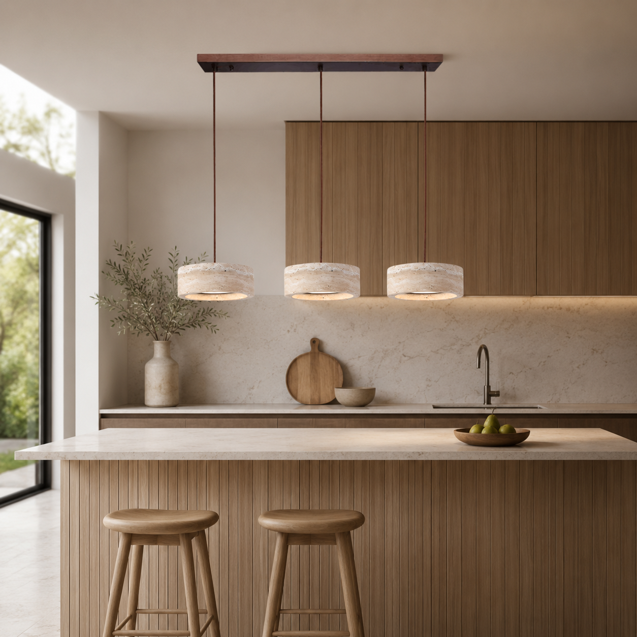 Travertine Stone Pendant Light in Wabi Sabi Style | Orynex