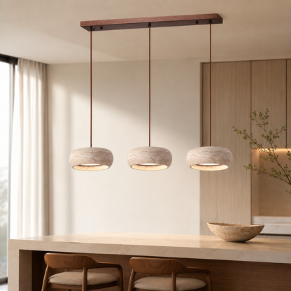 Travertine Stone Pendant Light in Wabi Sabi Style | Orynex