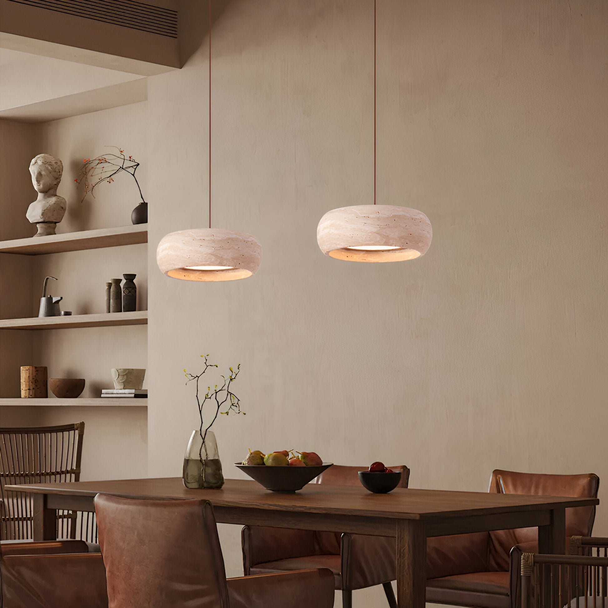 Travertine Stone Pendant Light in Wabi Sabi Style | Orynex