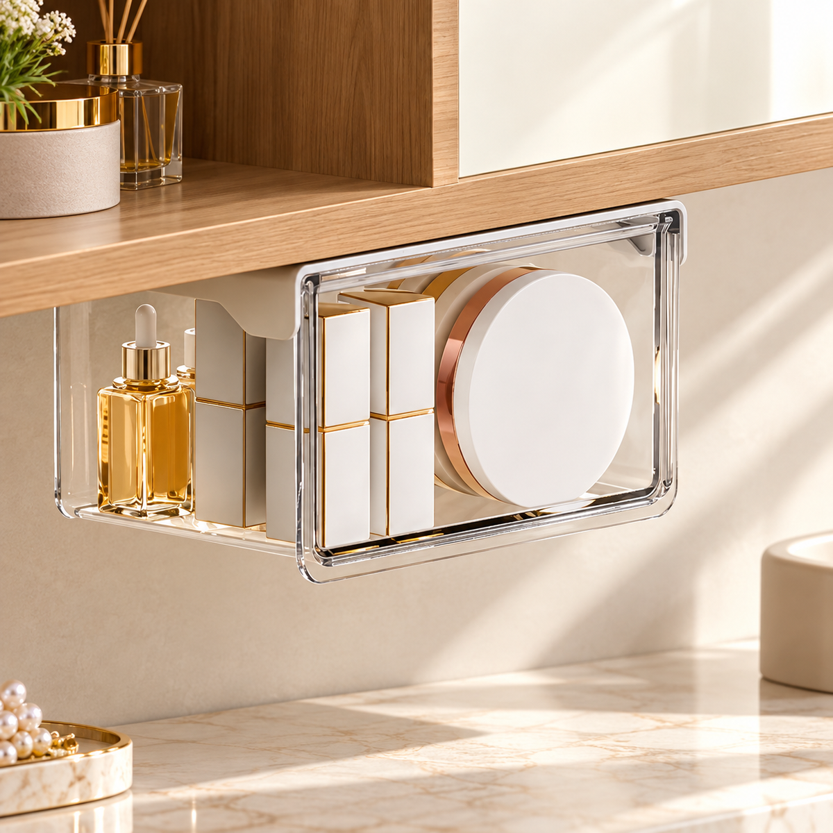 Under Cabinet Makeup Storage Drawer