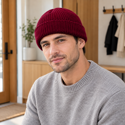 Unisex Ribbed Knit Skull Cap