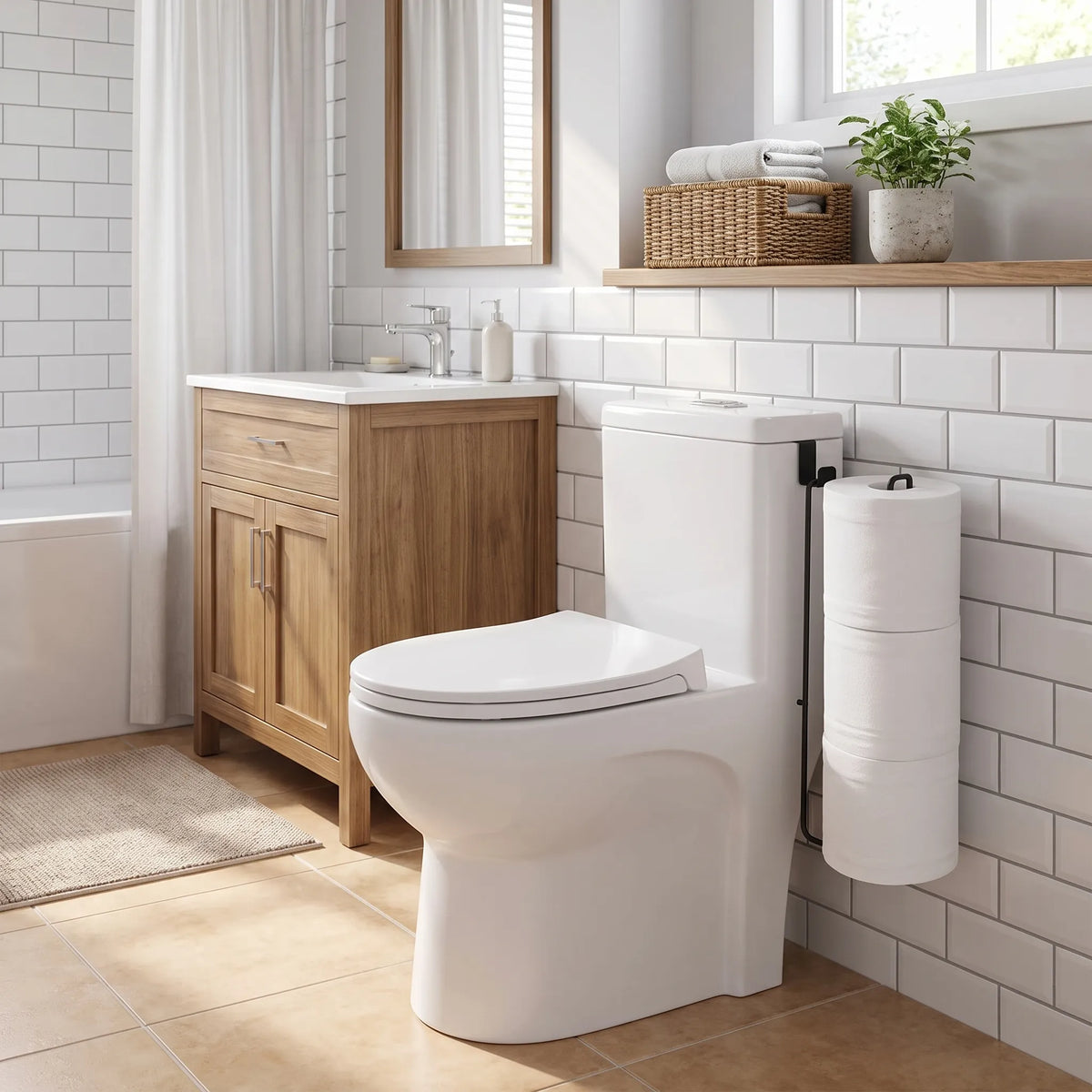 Vertical Wall Mounted Toilet Paper Holder for Bathroom