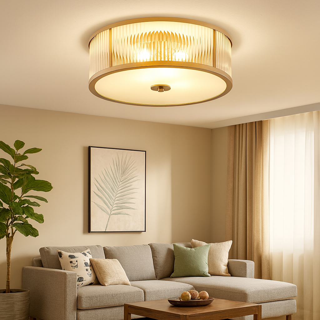 Vintage Brass Ceiling Light with Frosted Glass Shade | Alviroa