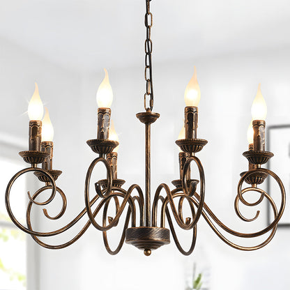 Vintage Bronze Iron Curved Dining Chandelier Pendant | Lumiron