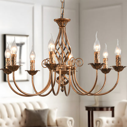 Vintage Bronze Iron Curved Dining Chandelier Pendant | Lumiron