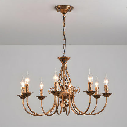 Vintage Bronze Iron Curved Dining Chandelier Pendant | Lumiron