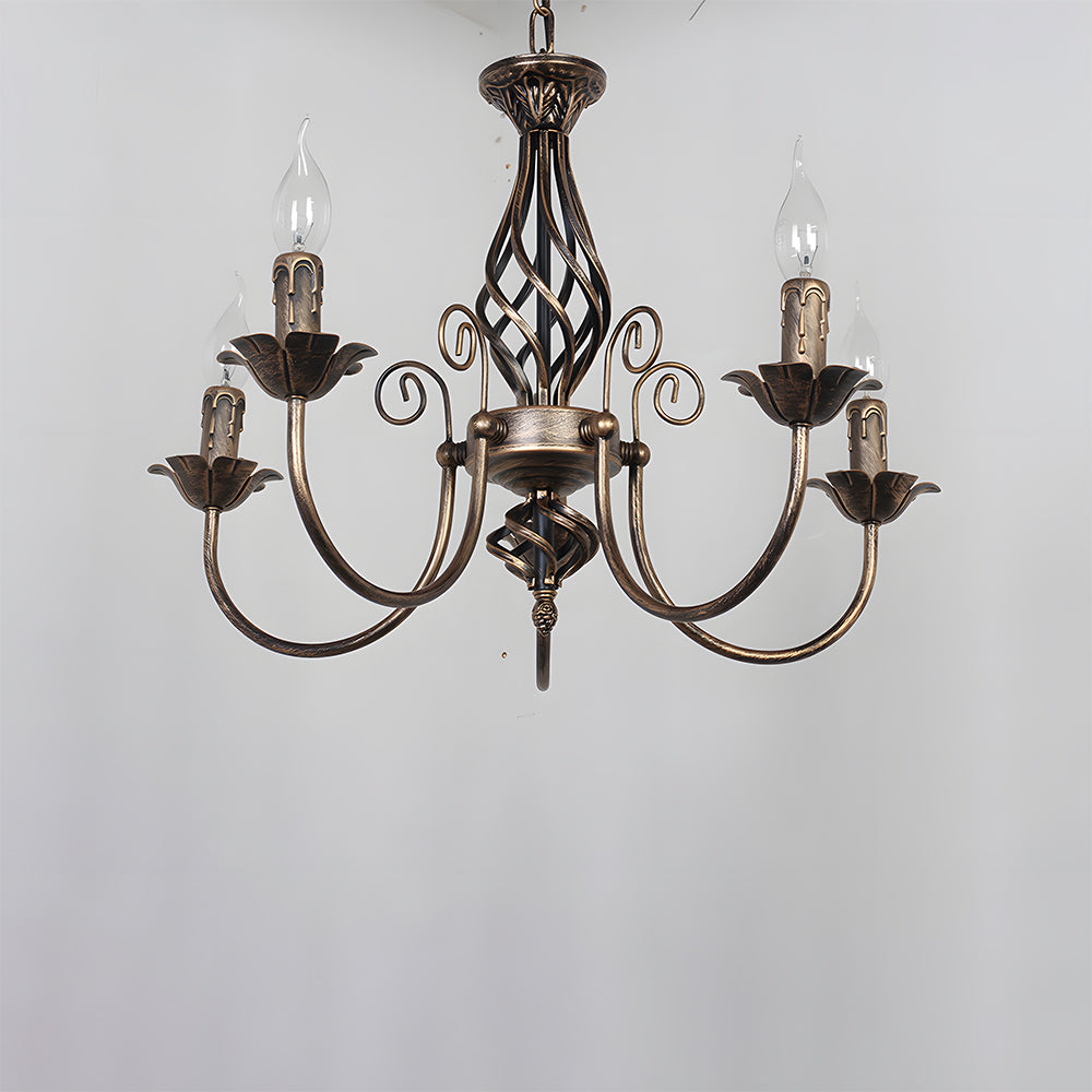 Vintage Bronze Iron Curved Dining Chandelier Pendant | Lumiron