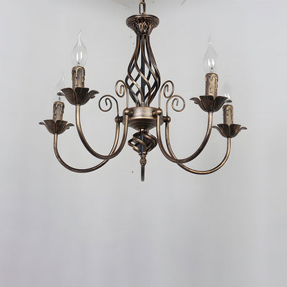 Vintage Bronze Iron Curved Dining Chandelier Pendant | Lumiron
