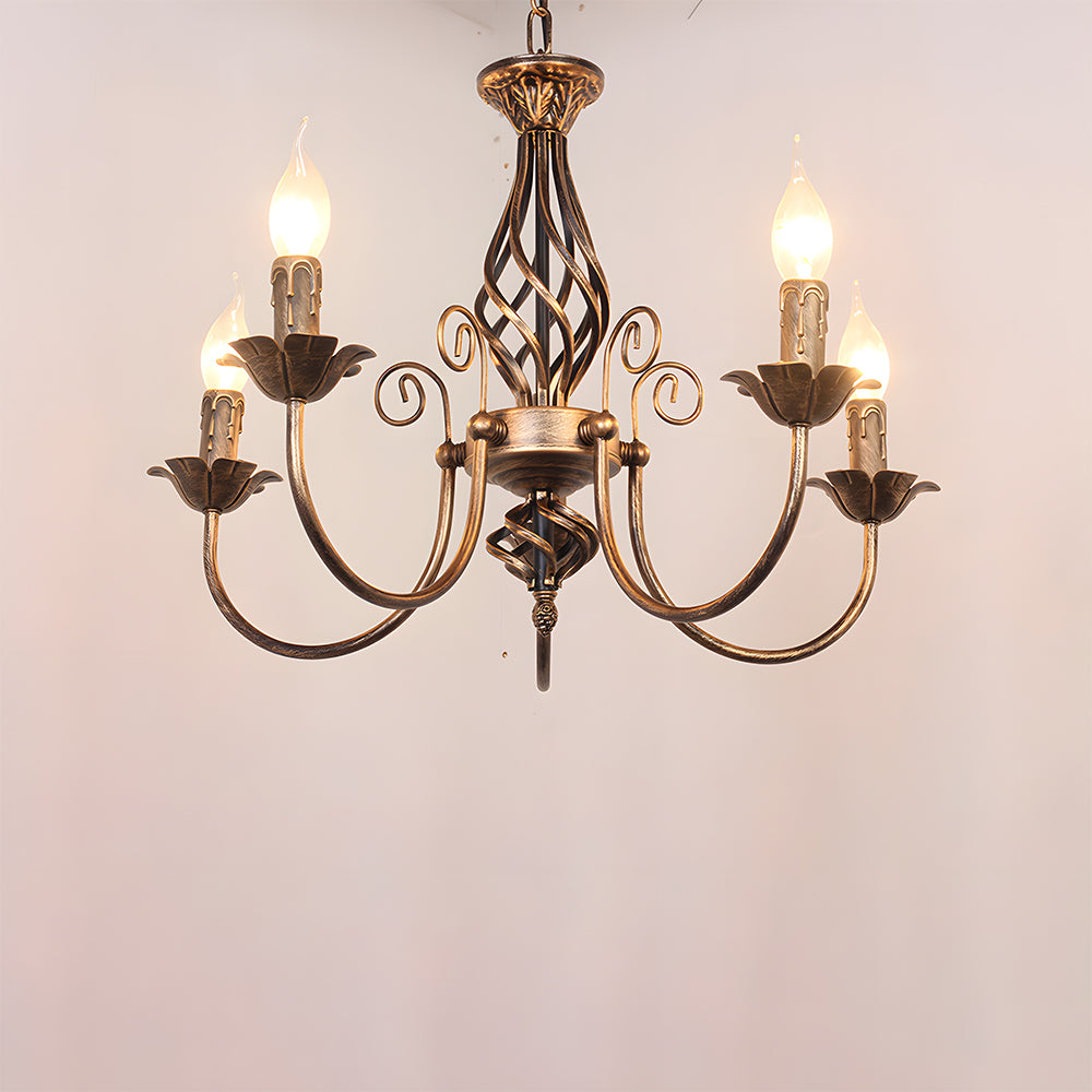 Vintage Bronze Iron Curved Dining Chandelier Pendant | Lumiron