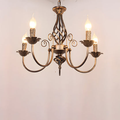 Vintage Bronze Iron Curved Dining Chandelier Pendant | Lumiron