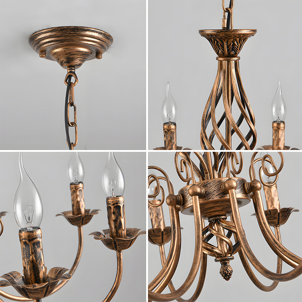 Vintage Bronze Iron Curved Dining Chandelier Pendant | Lumiron