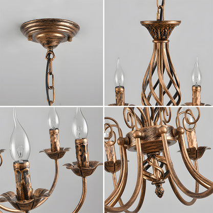 Vintage Bronze Iron Curved Dining Chandelier Pendant | Lumiron