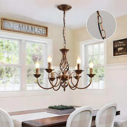 Vintage Bronze Iron Curved Dining Chandelier Pendant | Lumiron
