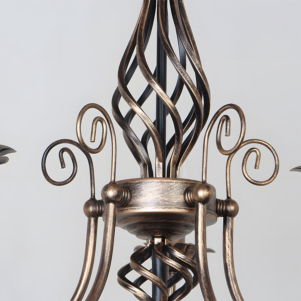 Vintage Bronze Iron Curved Dining Chandelier Pendant | Lumiron