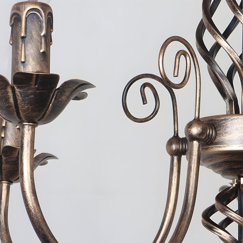 Vintage Bronze Iron Curved Dining Chandelier Pendant | Lumiron
