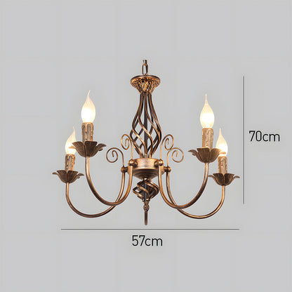 Vintage Bronze Iron Curved Dining Chandelier Pendant | Lumiron