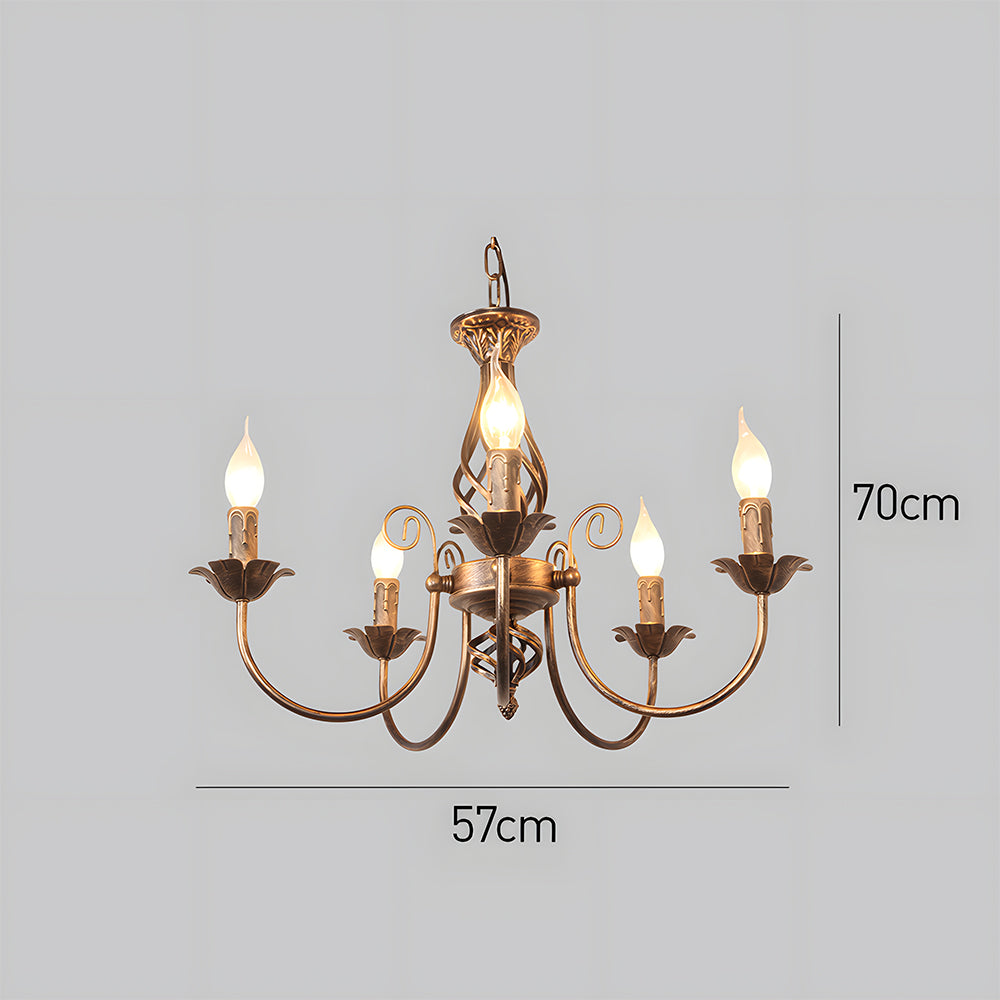 Vintage Bronze Iron Curved Dining Chandelier Pendant | Lumiron