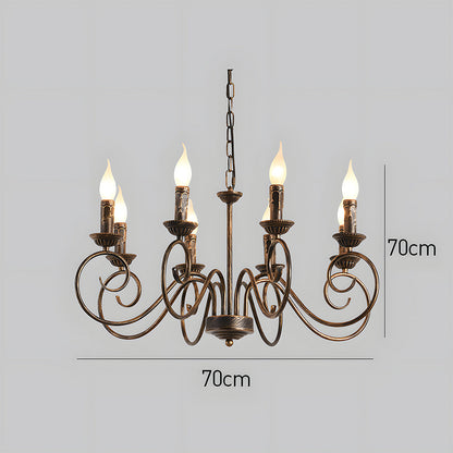 Vintage Bronze Iron Curved Dining Chandelier Pendant | Lumiron
