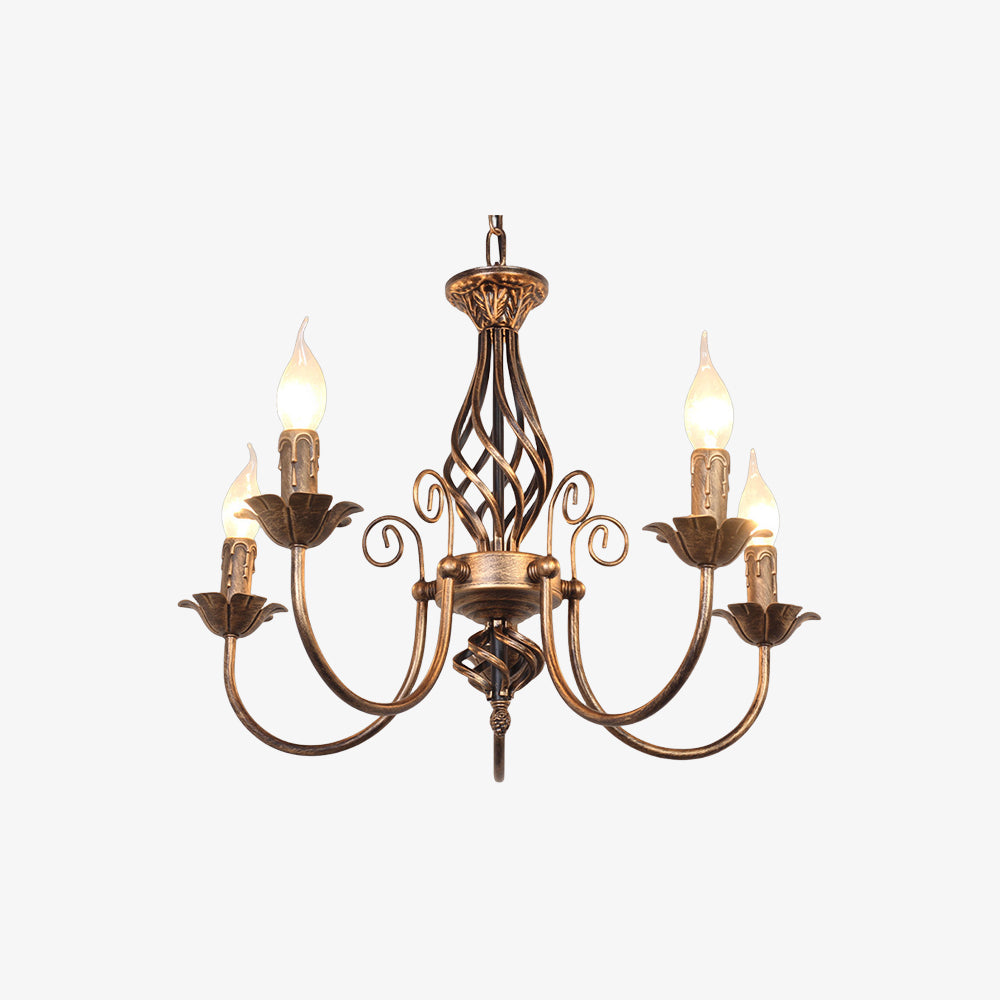 Vintage Bronze Iron Curved Dining Chandelier Pendant | Lumiron