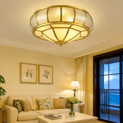 Vintage Colonial Glass Flush Mount Ceiling Light | Bravilo