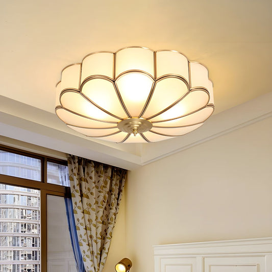 Vintage Frosted Glass Ceiling Light Brass Flush Mount | Velaro