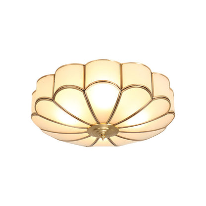 Vintage Frosted Glass Ceiling Light Brass Flush Mount | Velaro