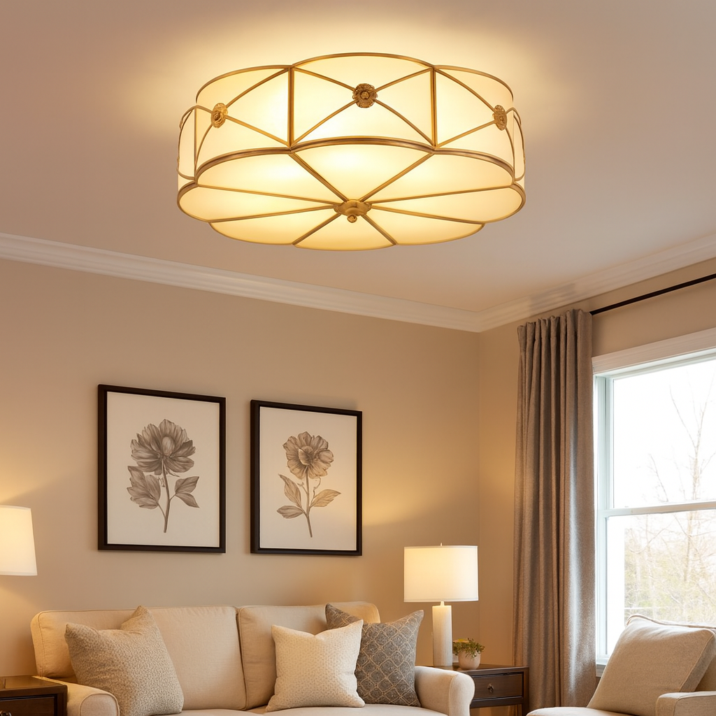 Vintage Frosted Glass Flush Ceiling Light Fixture | Valmra