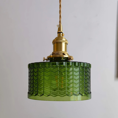 Vintage Glass Pendant Light With Polished Brass Finish | Galvix