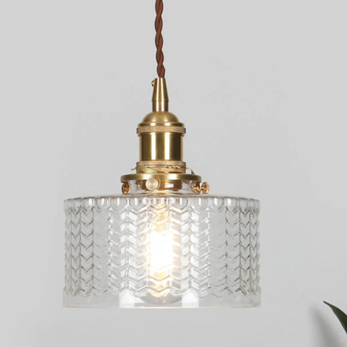 Vintage Glass Pendant Light With Polished Brass Finish | Galvix