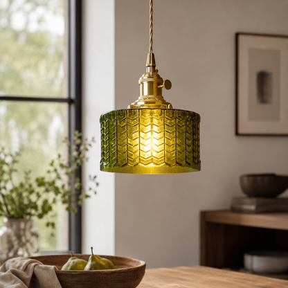 Vintage Glass Pendant Light With Polished Brass Finish | Galvix