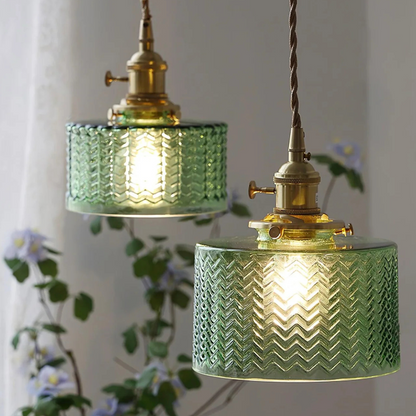 Vintage Glass Pendant Light With Polished Brass Finish | Galvix